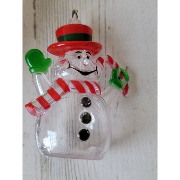 Plastic snowman Candy cane ornament Xmas decor - Picture 1 of 5